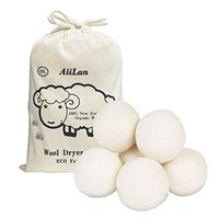 AiiLan Wool Dryer Balls, Reusable Fabric Softener, 100% New Zealand Organic Wool, 6 Pack XL，White