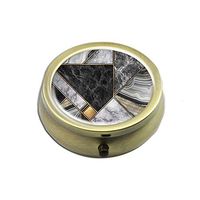 Pill Case - Cheliz Compact 3 Compartment Medicine Case, Pill Box for Pocket or Purse (Gray Gold Marble)