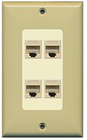 RiteAV Decorative 1 Gang 4 Port Cat5e Wall Plate - Ivory/Light Almond
