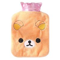 XISAOK 1Pc 14x9.5cm Mini Cartoon PVC Handy Hot Water Bottle Bag Plush Hand Feet Warmer Thicken Container Removable Washable Portable Pocket 3# Bear