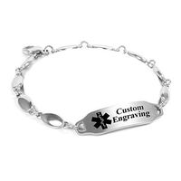 My Identity Doctor - Custom Engraved Medical Bracelet - 316L Steel Drop 4mm - Black - Wrist Size 6 Inch