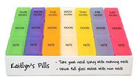 MedWrite 3 Times a Day Weekly Pill Organizer with Removable Daily Pill Boxes in Storage Tray - Writable Surface on Tray for Medication Instructions and Notes - by Pill Thing (Jumbo, Multi-Color)
