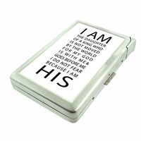 I Am His Em1 Hip Silver Cigarette Case With Built In Lighter 4.75" X 2.75" Id Holder Metal Wallet RFID Protection