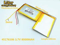 3lines 3.7V 8000mAh 45701062 Lithium Polymer Ion Rechargeable Battery Lithium Polymer Li-Po Battery for MP4 GPS MP3 Bluetooth Stereo DIY Gift