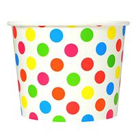 Rainbow Paper Ice Cream Cups - 12 oz Polka Dotty Dessert Bowls -Perfect For Your Yummy Foods! Many Colors & Sizes - Frozen Dessert Supplies - 100 Count