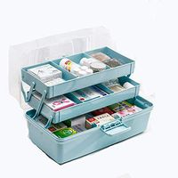 WXH Three-Tier Medicine Box, for First Aid Kit Plastic Folding Medical Chest, Family First Aid Box Medicine Box Organizer