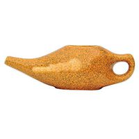 HealthGoodsIn - Porcelain Ceramic Neti Pot for Nasal Cleansing Crackle Pattern Orange | Natural Treatment for Sinus and Congestion| Neti Pot with 10 Sachets of Neti Salt + Instructions Leaflet