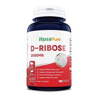 D-Ribose 2000mg 180caps (Non-GMO & Gluten Free) Ideal Muscle Relaxer Pills for Muscle Recovery Endurance Support - Effective ATP Supplement