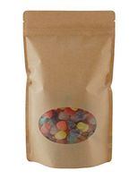 BAP 50 Pack 16 oz Kraft Window Stand Up Pouch with Valve for Coffee