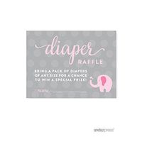 Andaz Press Girl Elephant Baby Shower Collection, Games, Activities, Decorations, Diaper Raffle Cards, 30-Pack