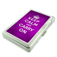 Metal Cigarette Case with Built In Lighter Keep Calm and Carry On Design-012