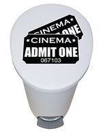 The Furniture Cove New 2.6 Gallon White Plastic Step Trash Can Waste Basket Featuring the Choice of Your Favorite Novelty Themed Logo - FREE Trash Liner Included (Admit One)