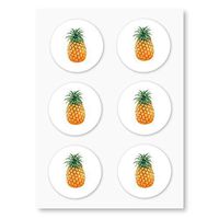 Pineapple Stickers, Envelope Seals, Favor Labels, Cupcake Toppers for Summer Parties, by Once Upon Supplies, 1.5 Inches, 60 Stickers