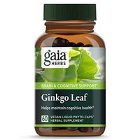 Gaia Herbs Ginkgo Leaf, Vegan Liquid Capsules, 60 Count - Daily Brain Health and Mental Focus Supplement with Antioxidants, Organic Ginkgo Biloba 1380mg Per Serving
