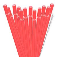 Dakoufish 12 Piece 11 Inch Reusable Plastic Thick Drinking Straws BPA Free Mason Jar Straws Plain Color