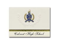 Signature Announcements Calvert High School (Prince Frederick, MD) Graduation Announcements, Presidential style, Elite package of 25 with Gold & Blue Metallic Foil seal