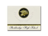 Signature Announcements Stockbridge High School (Stockbridge, WI) Graduation Announcements, Presidential style, Elite package of 25 Cap & Diploma Seal Black & Gold