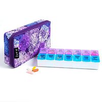 Portable Travel Pill Organizer Pill Case,7 Days of Round Vitamin Organizer Box(Purple)