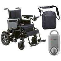 Drive Cirrus Plus EC Folding Power Wheelchair, 18" Seat & Free 130 dB Silver Personal Safety Alarm/Siren! + Front Zip Pocket Medical Utility Black Bag!