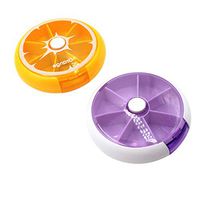 Pack of 2 Weekly Mini Pill Storage Case Rotating Style Travel Pills Box