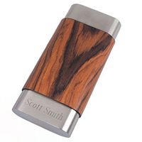 Personalized Visol Terran Natural Wood & Stainless Steel Cigar Case - Large Ring Gauge Cigars