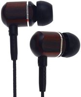 Symphonized MTRX Premium Genuine Wood in-Ear Noise Isolating Headphones with Mic and Nylon Cable, Black