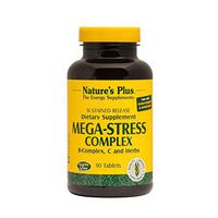 NaturesPlus Mega-Stress Complex, Sustained Release - 90 Vegetarian Tablets - B Complex, Vitamin C Stress Relief Supplement, Chamomile & Herbs for Natural Calm - Gluten-Free - 90 Servings