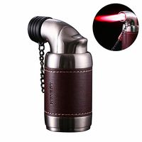 Honest Quad Torch Lighter Tabletop Refillable Butane Gas Red Flame Cigar Tobacco Lighter with Cigar Punch,Dark Red