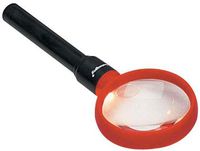 Illuminated Handheld 7-1/2 Inch Magnifier with 2X and 4X Power, 2-1/2Inch Lens with Red Frame