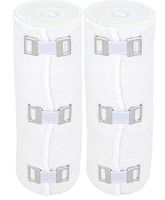Nexskin 6" Organic Latex Free American Cotton - Comfort Elastic Bandage with Clip Fasteners - White, 2 Pack