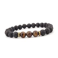 SULYSI Lava Rock Beaded Stone Stretch Bracelet with Tiger Eye Oil Diffuser for Men Women - meditation,relax,healing,aromatherapy