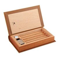 Humidors 5 Cigar Portable Humidifier Solid Wood Cigar Storage Box Book Equipped with Humidifier and Hygrometer (Color : Brown, Size : 2616.34cm)