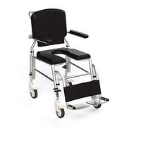 Arcatron Mobility Frido Prime SAS100 Assistant Propelled Shower Commode Wheelchair with Height Adjustability & Swivel Armrest - (Black)