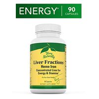 Terry Naturally Liver Fractions - 90 Capsules - Predigested Beef Liver Supplement, Supports Energy & Stamina, Superior Heme Iron Source - Non-GMO, Gluten-Free - 45 Servings