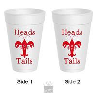 Crawfish Styrofoam Cups - Heads or Tails