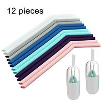 12 Reusable Silicone Drinking Straws - conventional dimensions - extra long - with cleaning brush …