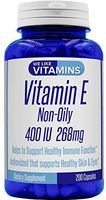 Vitamin E 400IU 200 Capsules Non-Oily Vitamin E Complex Powder Capsules for Antioxidant Support of Healthy Eyes, Skin, and Hair
