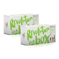 Oi Certified Organic Cotton Tampons, 2 Boxes of 16 Regular Tampons, Non-Applicator