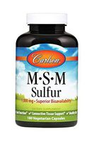 Carlson - M-S-M Sulfur, 1000 mg - Superior Bioavailability, Joint Function, Connective Tissue Support & Healthy Skin, 180 Vegetarian Capsules