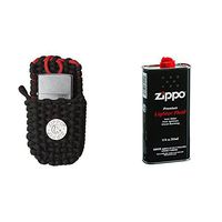 Zippo Lighter & Paracord Pouch Set, Street Chrome with Paracord Pouch w/ 12 oz. Lighter Fluid