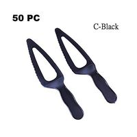 Wonderful Deluxe Disposable Plastic Tableware Premium Cake Knives Cutlery For Party & BBQ - 50 PC (C-Black)