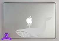 Overly Attached Decals Whale Vinyl Decal Sized to Fit A 15" Laptop - Grey