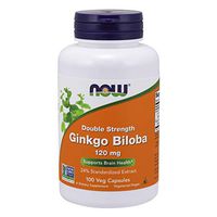 NOW Supplements, Ginkgo Biloba 120 mg, Double Strength, Non-GMO Project Verified, 100 Veg Capsules