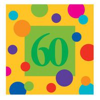 60 Birthday Stripes Beverage Napkins - 16 Per Unit