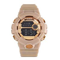 Outdoor Sports Wristwatch for Men Teens, 30 Bar Waterproof Simple Solid Color Silicone Belt LCD Digital Stopwatch Date Wrist Watch Wonderful Gifts to Husband (Coffee)