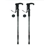 XIHAA Nordic Outdoor Three Section T Handle Hiking Trekking Stick 6061 Aluminum Alloy Adjustable, Ultralight For Travel Mountaineering(1 Pair),Black