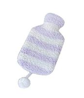 Purple Stripe Cute Hot Water Bottle with Soft Flannel Cover Portable, 20 * 12.5cm