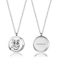 Anavia Personalized 1.18" Dia Animal Essential Oil Aromatherapy Diffuser Necklace 316L Stainless Steel Pendant Locket Jewelry for Women Girl with 12 Refill Pads Box, Back Engraving