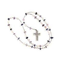 Multi Color Crystal Rosary - Clear Quartz Cross Pendant - Crystal Clear Miracles Healing - Prayer Bead Necklace - Powerful Energy - Brazilian Hand Faceted Natural Crystal