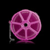 Mimgo Store 7 Days Weekly Pill Box Dispenser Organizer Medicine Case Container Round Holder (Pink)